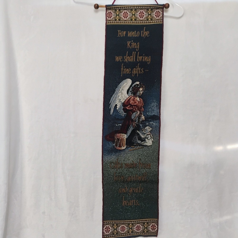 Tapestry Hanging Religious Wall Decor Angel Seasonal Holiday For Unto The King X - Picture 1 of 5